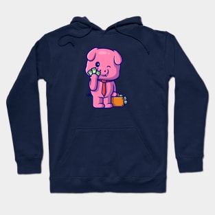 Cute Pig With Money Cartoon Hoodie